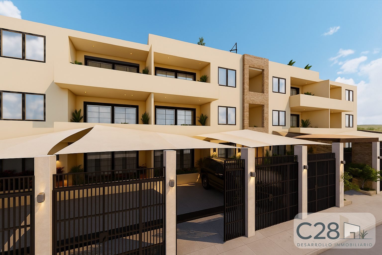 Visualización de la fachada de Cortez Bay Condominios